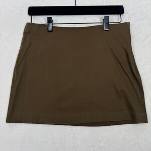 Express Mini Skirt Womens 7/8 Brown Stretch Side Zip Cotton Blend Casual 13.5in